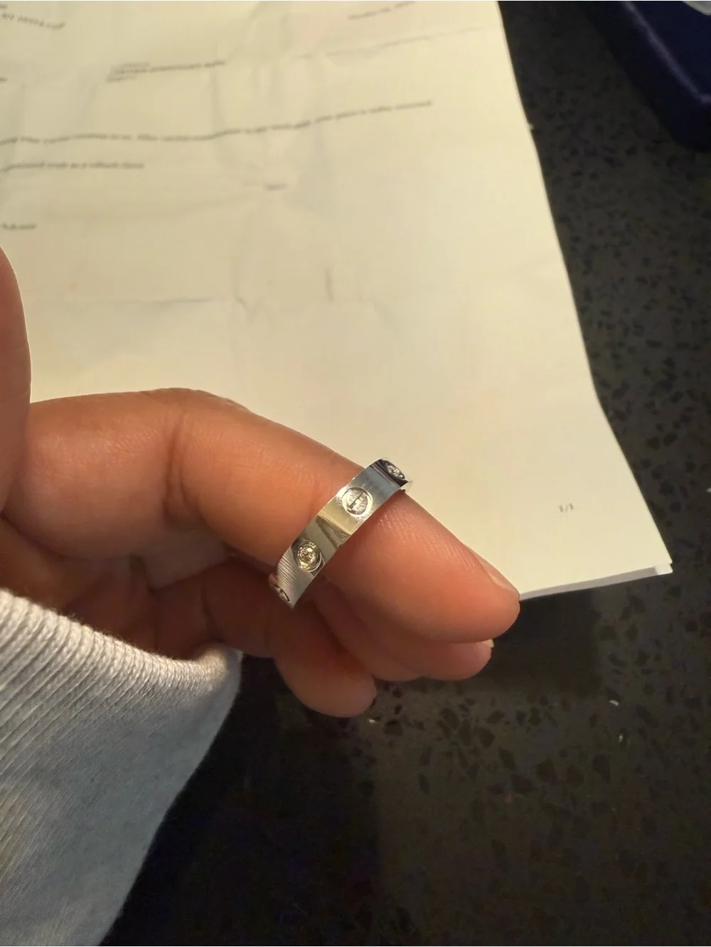 18K White Gold Cartier LOVE Ring 4 Diamonds